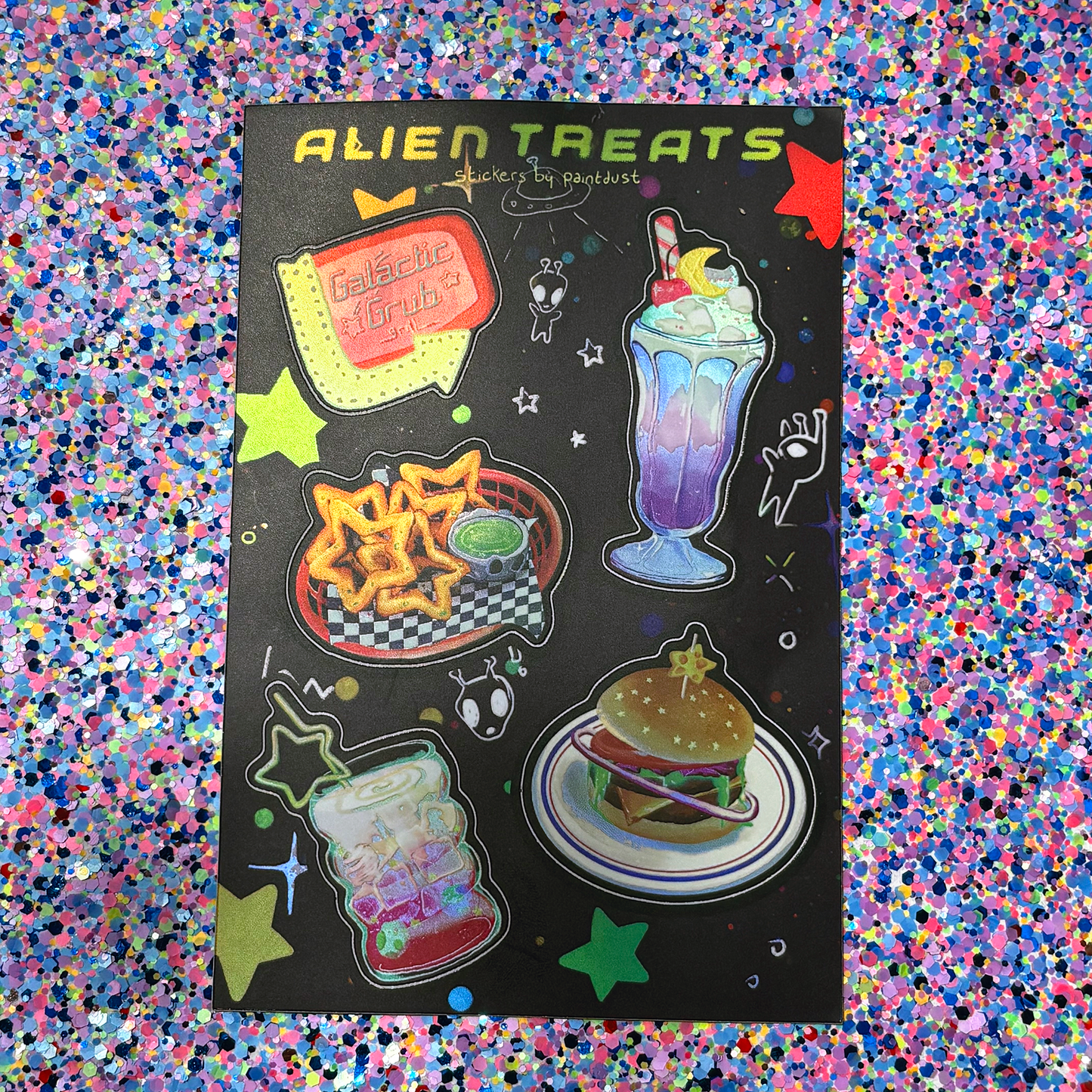 Alien Food Holographic Sticker Sheet