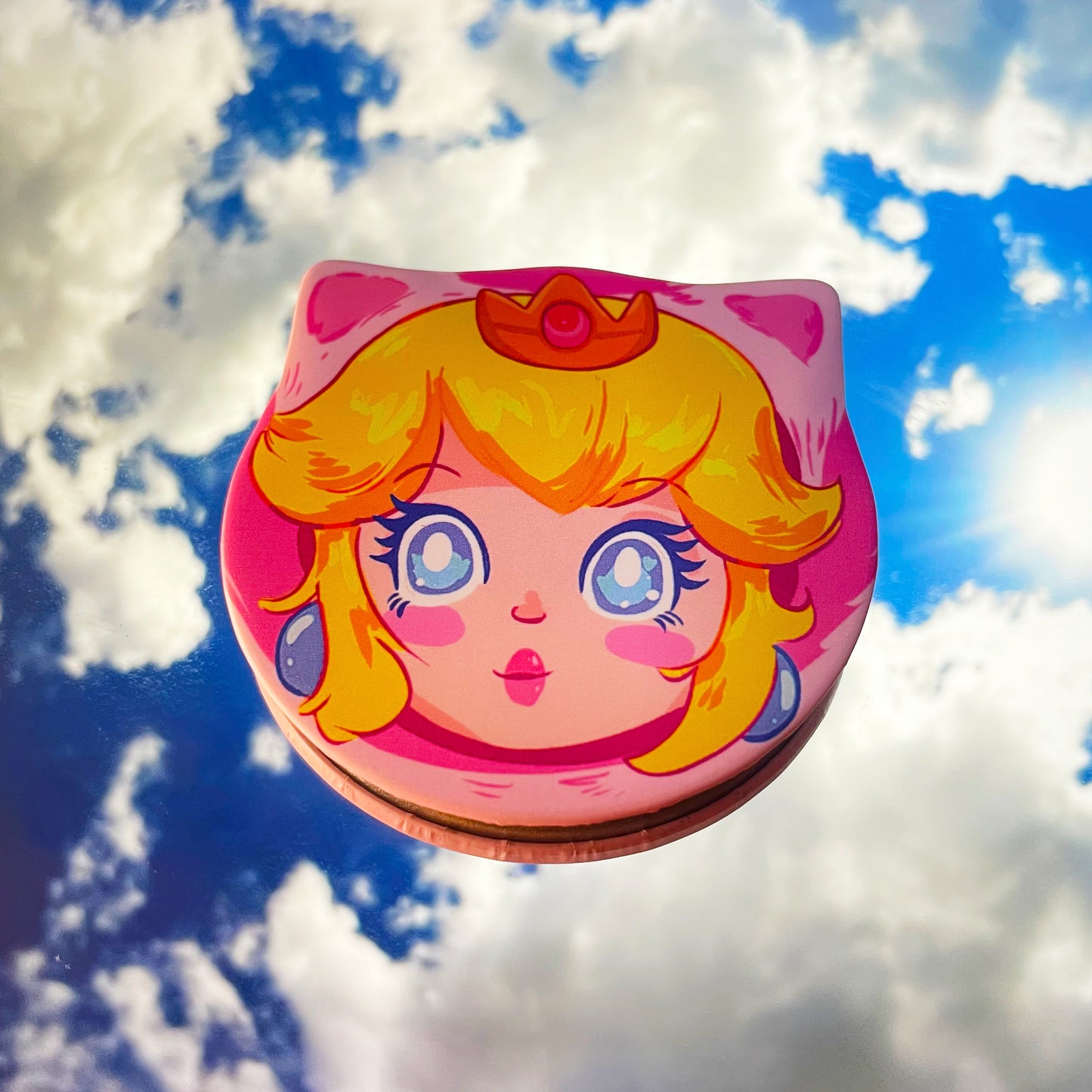 Peach Cat-Shaped Button