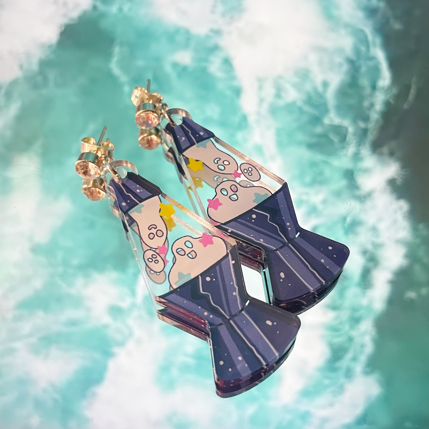 Ghost Lava Lamp Earrings