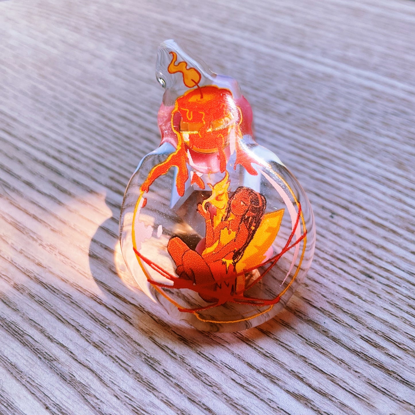 Fire Faerie Bottle Acrylic Pin