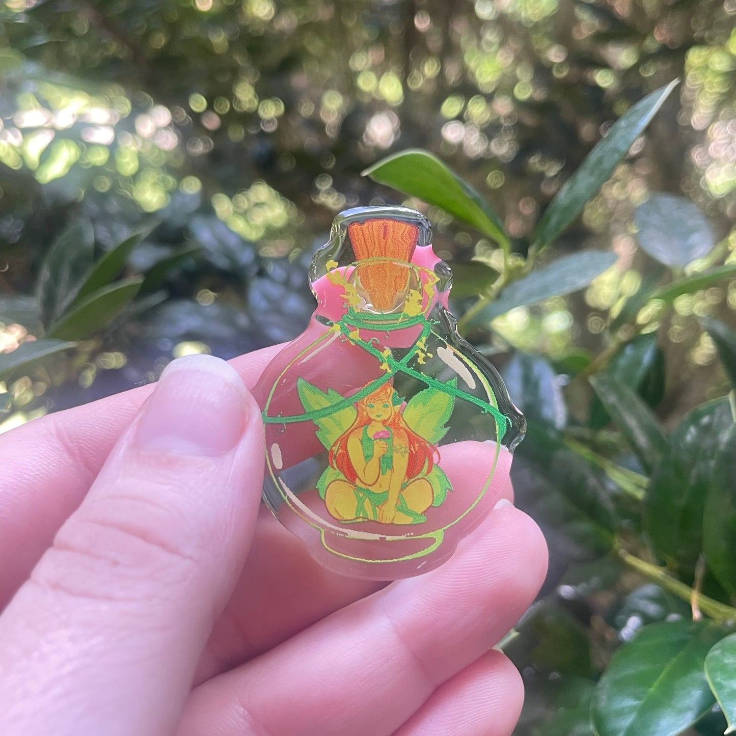 Earth Faerie Bottle Acrylic Pin