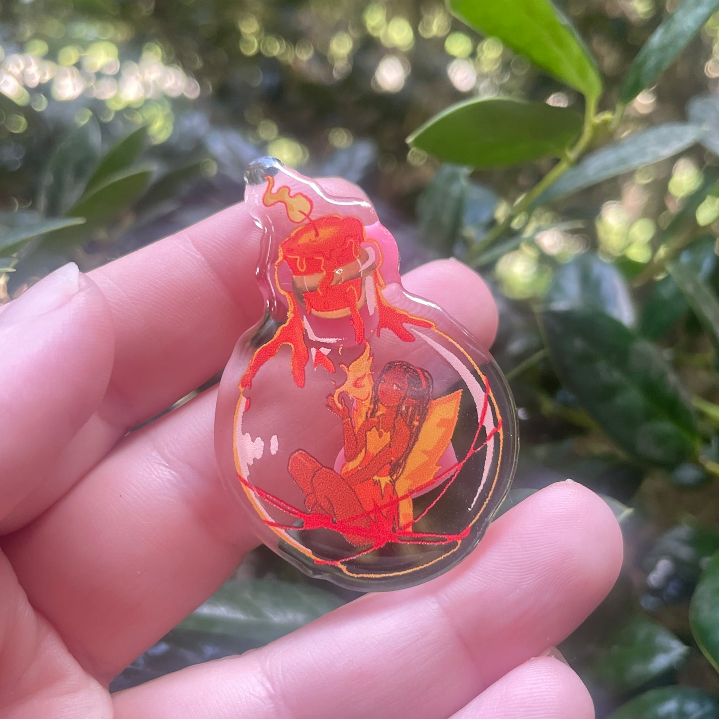 Fire Faerie Bottle Acrylic Pin