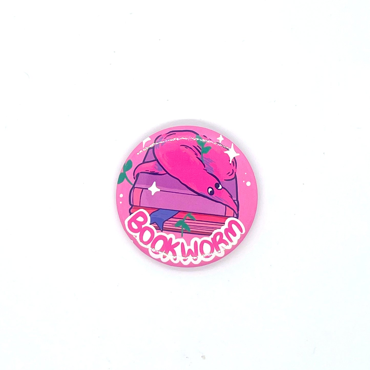Bookworm Pinback Button