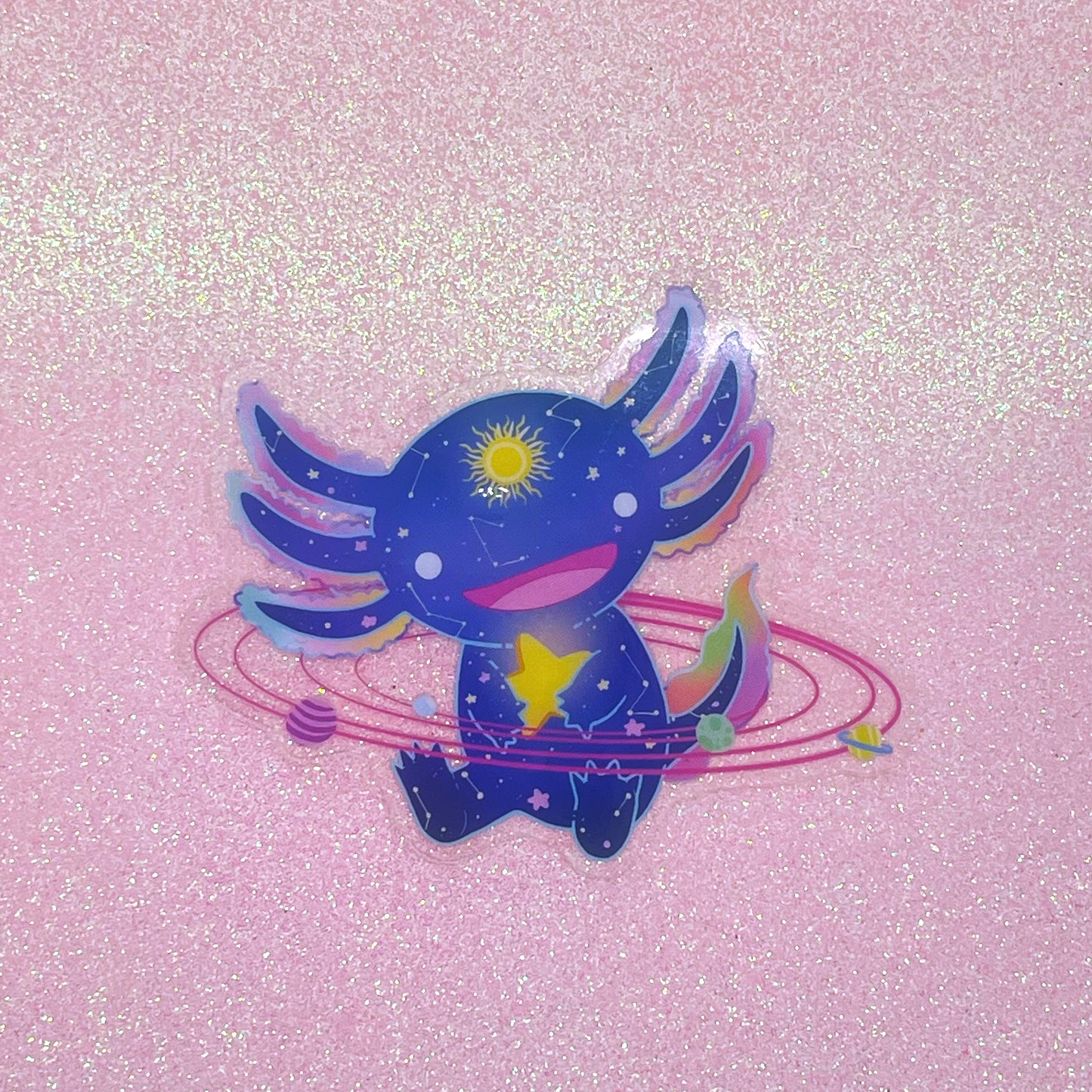 Axolotl Orbit Clear Sticker