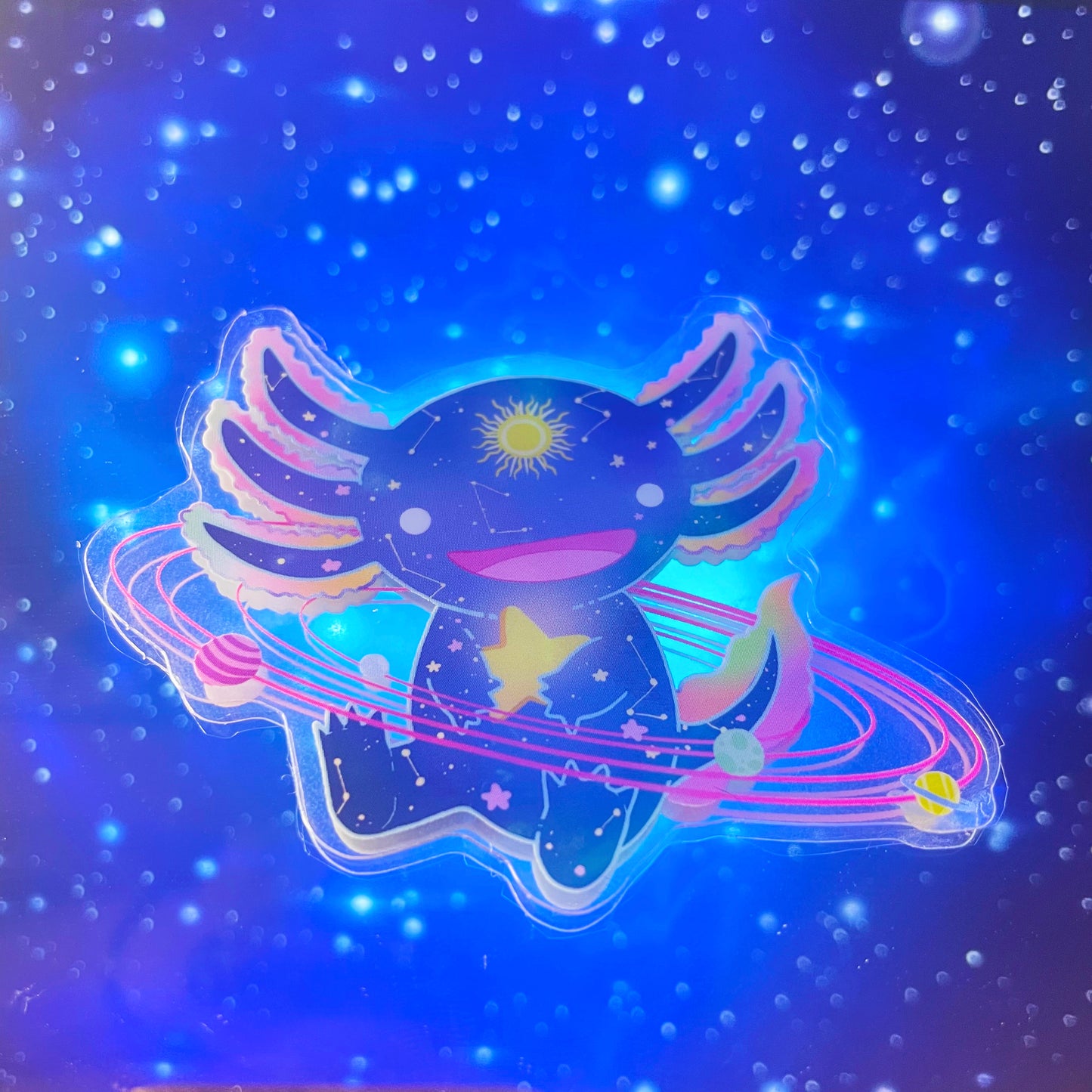 Axolotl Orbit Clear Sticker