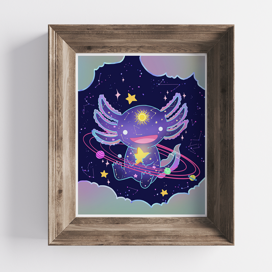 Axolotl Orbit 8x10 Art Print