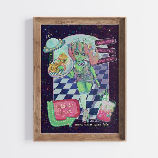 Alien Carhop 5x7 Sparkly Art Print