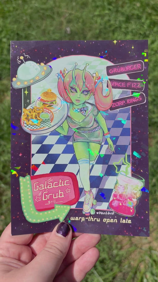 Alien Carhop 5x7 Sparkly Art Print