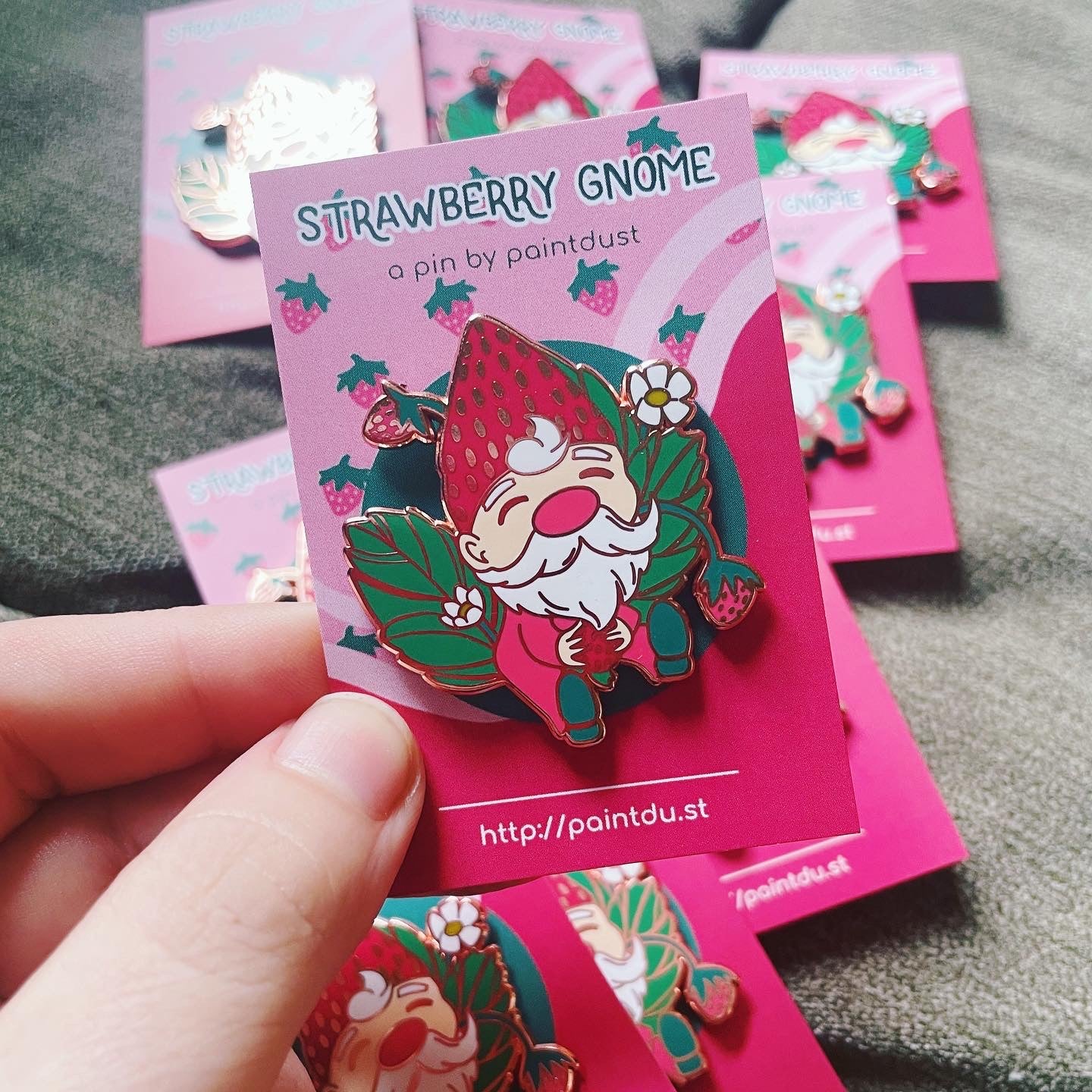 Strawberry Gnome Hard Enamel Pin