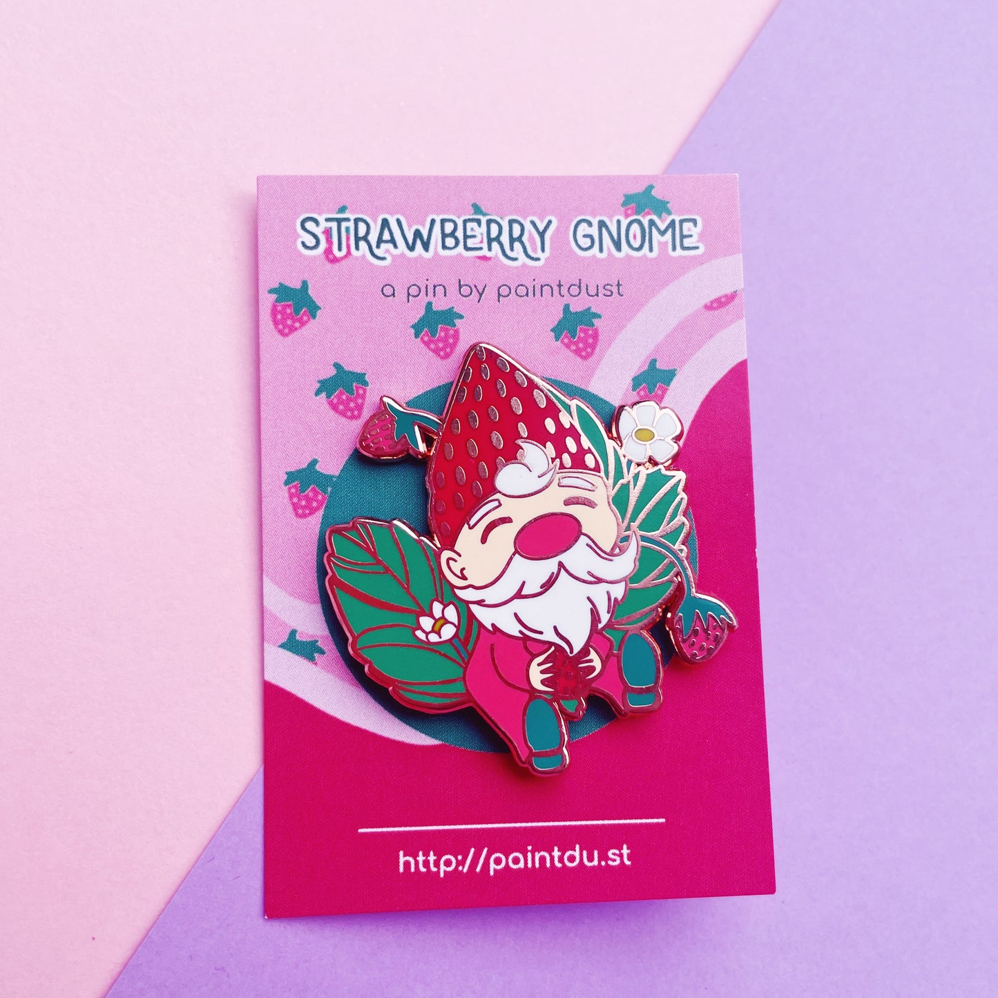 Strawberry Gnome Hard Enamel Pin