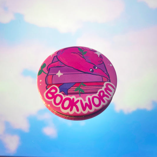 Bookworm Pinback Button