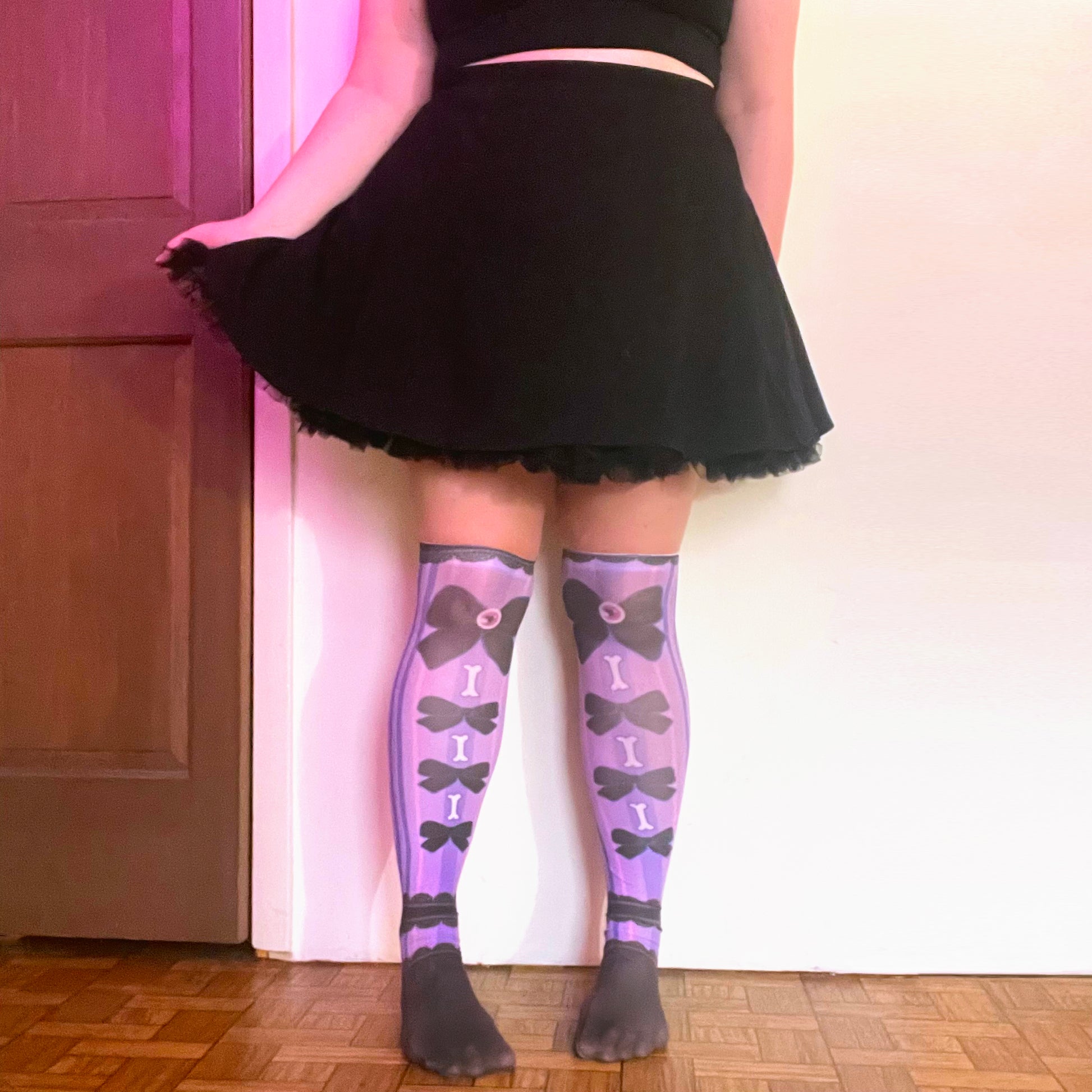 Pastel Goth Eyeball OTK Socks